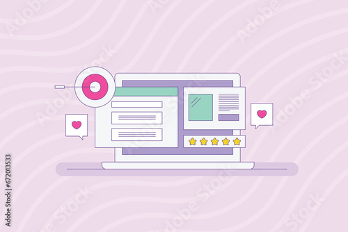 Digital target marketing, re-targeting, re-marketing concept. Digital marketing strategy, SEO, Social media promotion, vector illustration background.