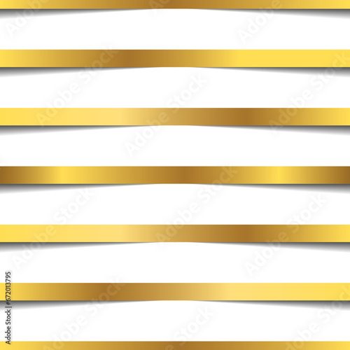 golden ribbons straight line seamless pattern on transparent background photo