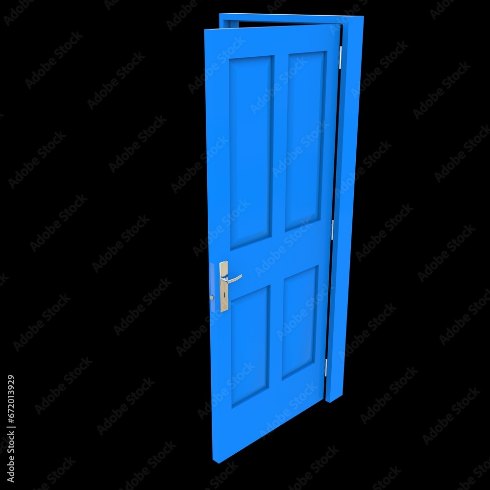 Blue door Welcoming Gateway on Isolated White Backdrop Blue door Welcoming Gateway on Isolated White Backdrop
