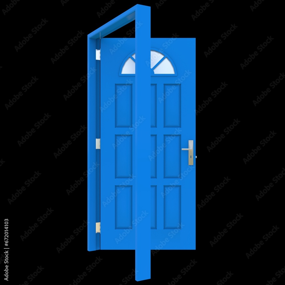 Blue door Illuminated Doorway in Isolated Background Blue door Illuminated Doorway in Isolated Background