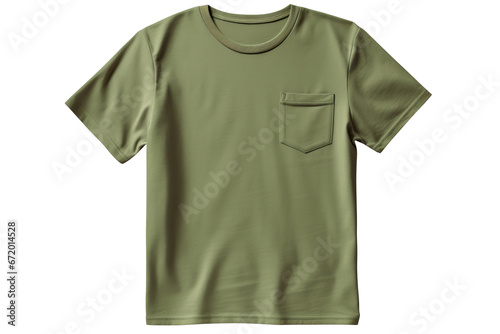 Mockup for olive green shirt pocket isolated on white background PNG