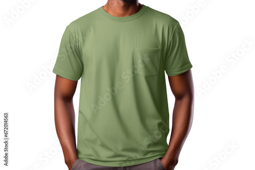 Mockup for olive green shirt pocket isolated on white background PNG