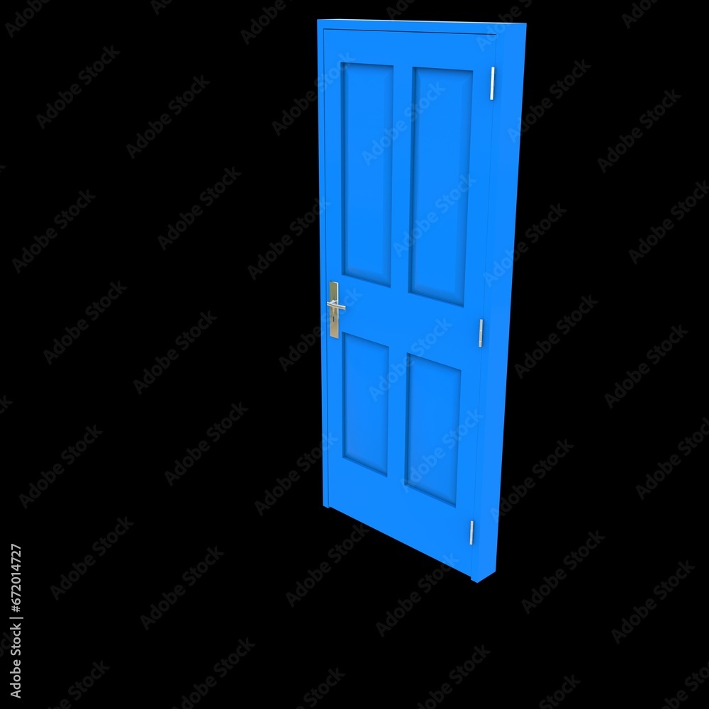 Blue door Unbarred Entry in White Background Isolation Blue door Unbarred Entry in White Background Isolation