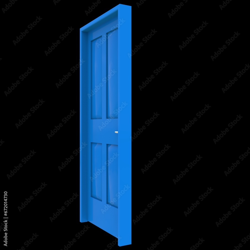 Blue door Unsealed Pathway on Isolated White Canvas