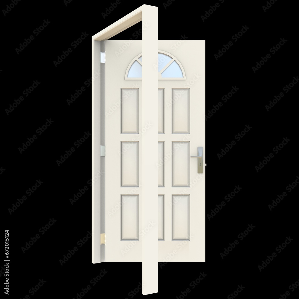 White door Opened Portal in Pure White Background Isolation White door Opened Portal in Pure White Background Isolation
