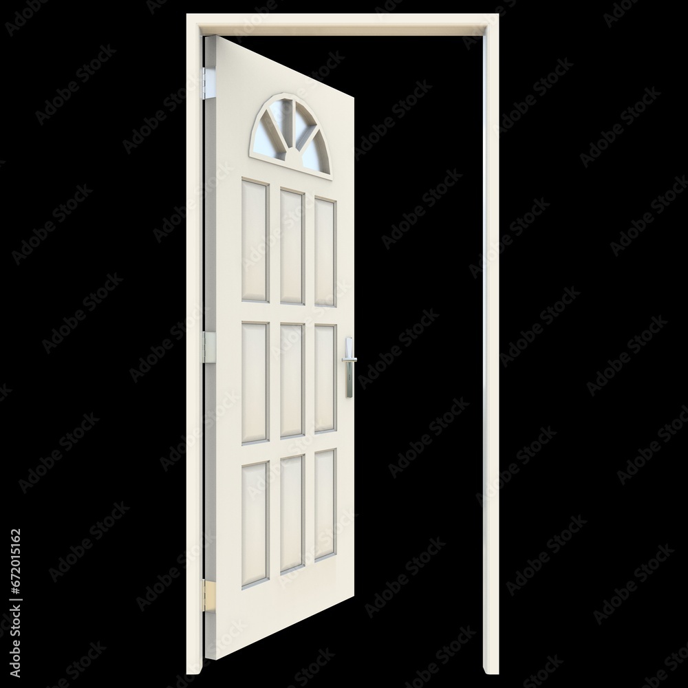 White door Welcoming Passage against White Background Isolation White door Welcoming Passage against White Background Isolation