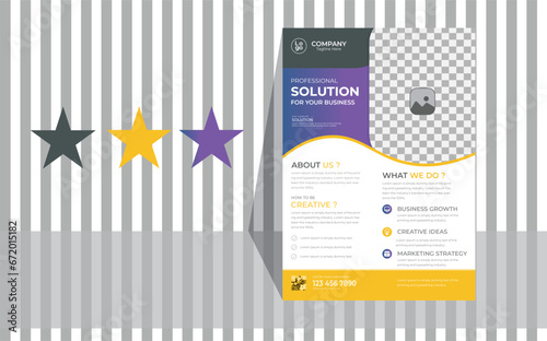 Attractive shapes & colors corporate brand business flyer design concept. best quality business leaflet, modern flier