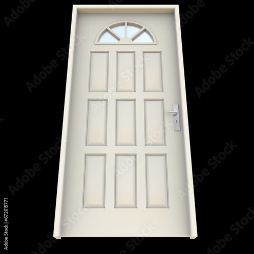 White door Revealed Gateway in White Background Isolation