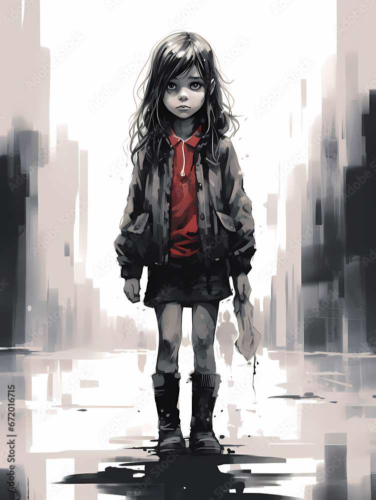 illustration de fillette qui marche dans la rue illustration de fillette qui marche dans la rue