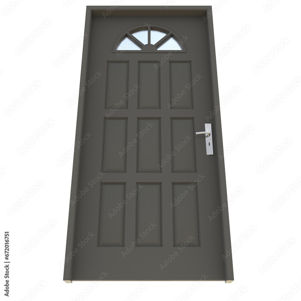 Gray door Revealed Gateway on Isolated White Canvas Gray door Revealed Gateway on Isolated White Canvas