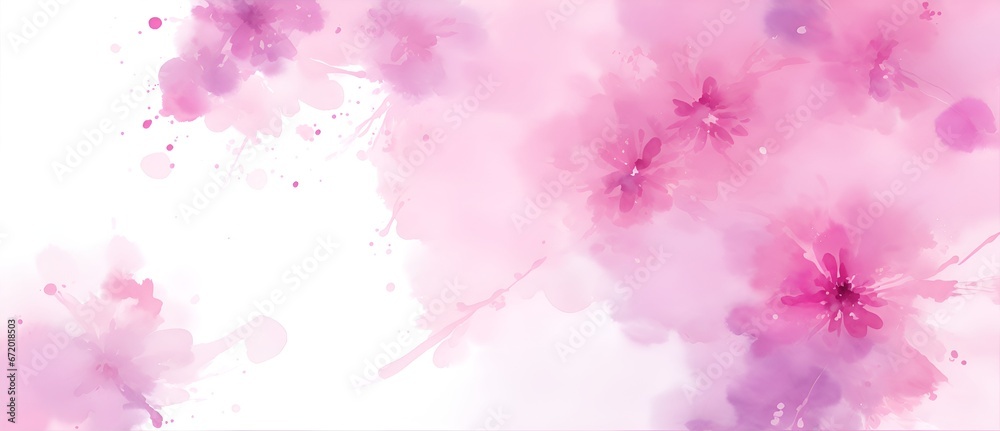 Abstract pink aquarelle floral painting art background from Generative AI