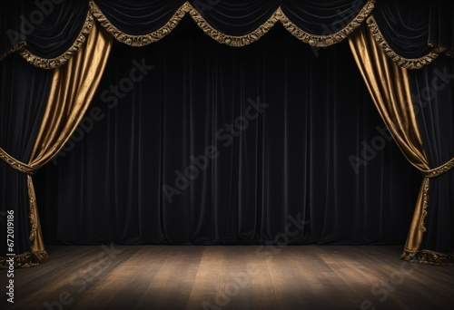 A Theater Stage: The Elegance of Black Gold Velvet