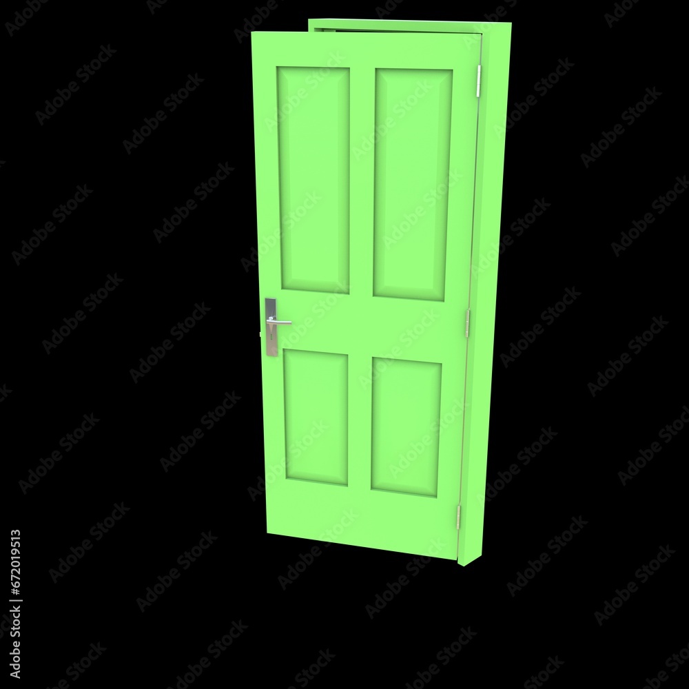 Green door Accessible Entryway with Isolated White Backdrop Green door Accessible Entryway with Isolated White Backdrop