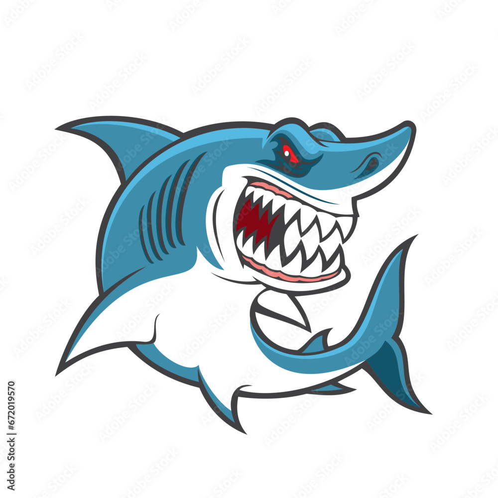 Fototapeta premium shark mascot logo vector art illustration design
