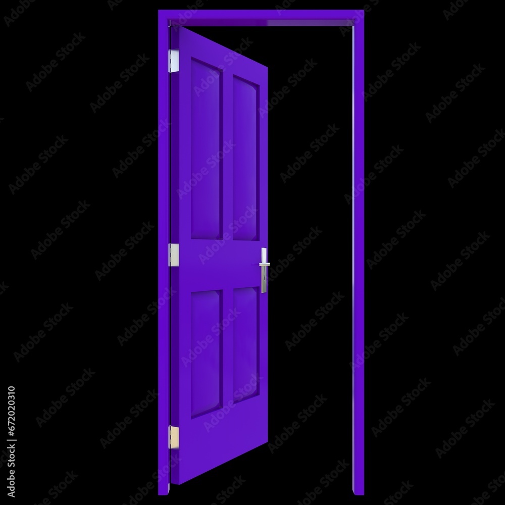 Purple door Opened Access Point against Pure White Isolation Purple door Opened Access Point against Pure White Isolation