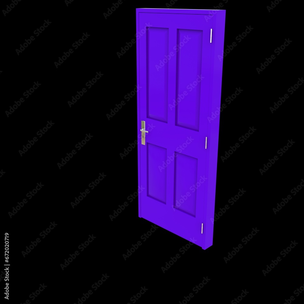 Purple door Wide-Open Access Point against Isolated White Setting Purple door Wide-Open Access Point against Isolated White Setting