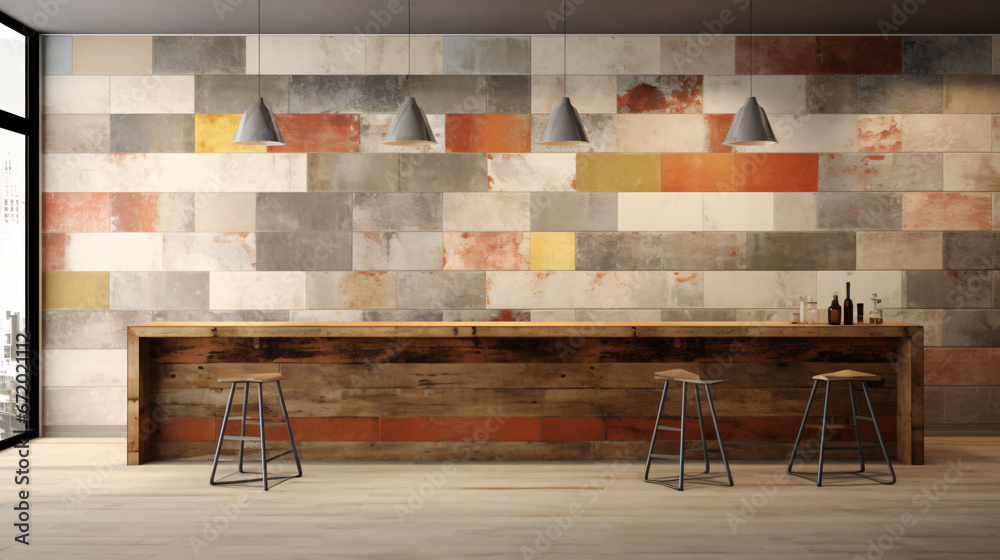 Colorful digital wall tile design for kitchens