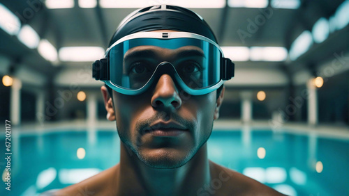 A swimmer in swimming pool.