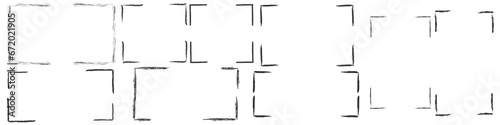 Set of grunge square and rectangle frames. Rectangle borders collections. Rubber square stamp imprint. Vector illustration isolated on white background.