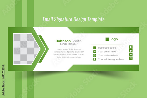 abstract green background corporate email signature design template with modern layout