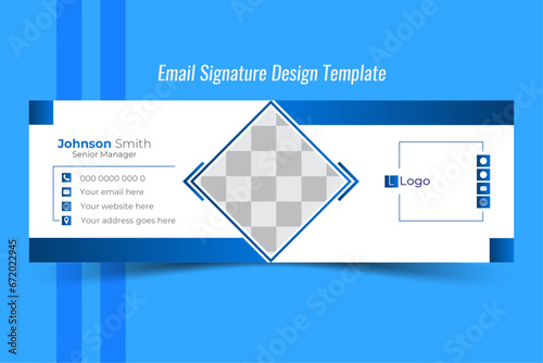 corporate email signature design template abstract blue background with squares