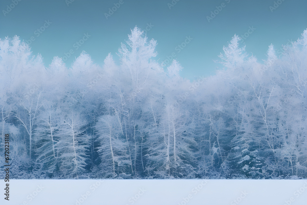 snow dusted winter landscape in colorpop style revealing an untouched virgin snow layer stretching. Generative AI