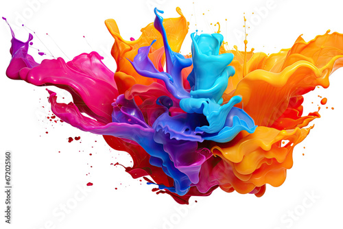 3d color splashes on isolated transparent background