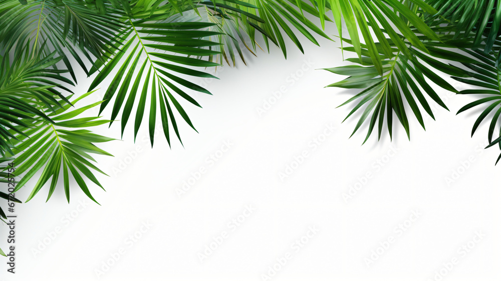 Tropical Palm Leaves on White Background.