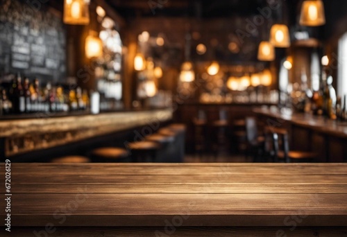 AI generated illustration of a bar counter illuminated by multiple lamps © Wirestock