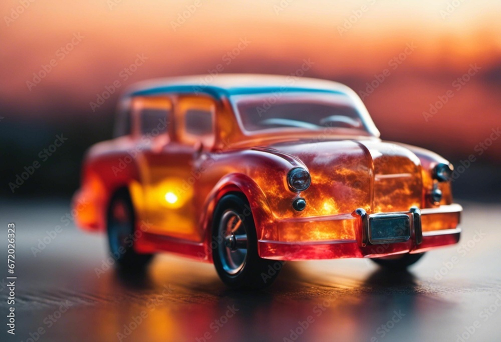Fototapeta premium AI generated illustration of a red toy car with a glossy finish