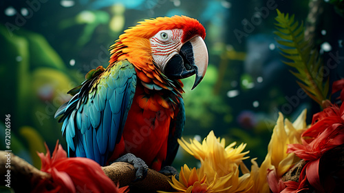 Vibrant Macaw Perched