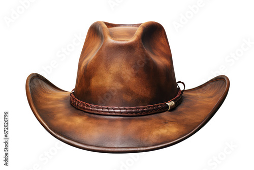 leather cowboy hat on an isolated transparent background