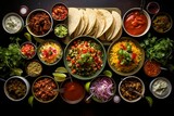 Mexican food showcasing traditional dishes, AI-generated.