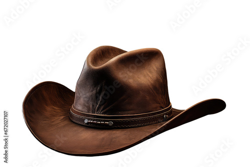 leather cowboy hat on an isolated transparent background