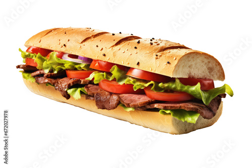 delicious sandwich on isolated transparent background