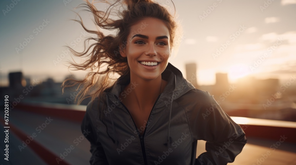 Sportive woman exercising in the park, Beautiful female with blonde hair wearing sportswear, generative ai Sportive woman exercising in the park, Beautiful female with blonde hair wearing sportswear, generative ai