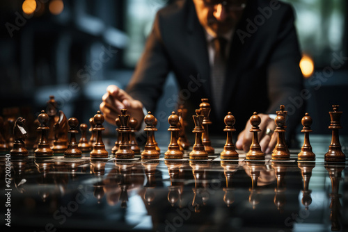 A man who playing chess