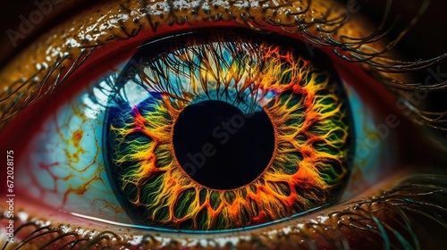 AI generated illustration of a vibrant colorful human eye