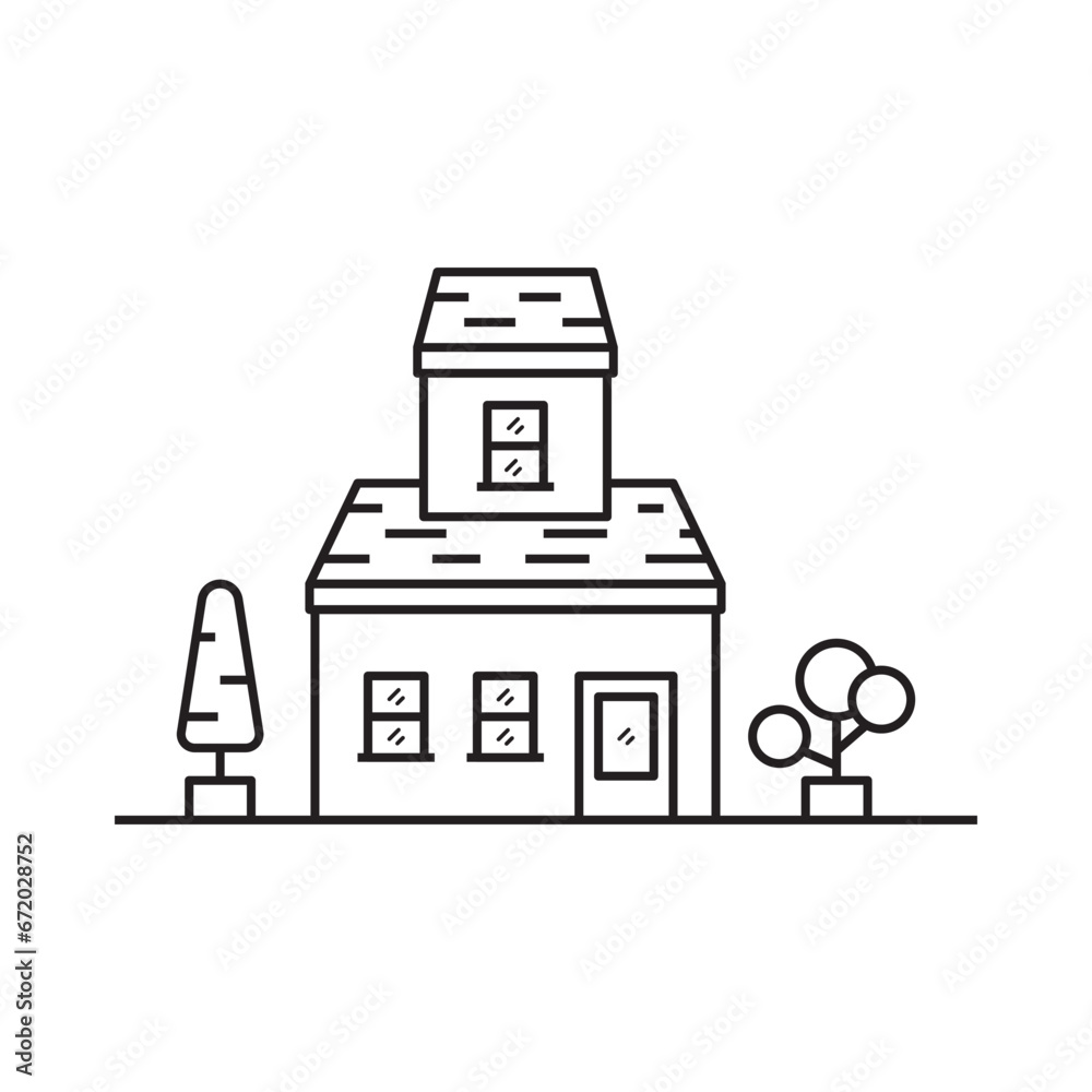 Fototapeta premium House building line art
