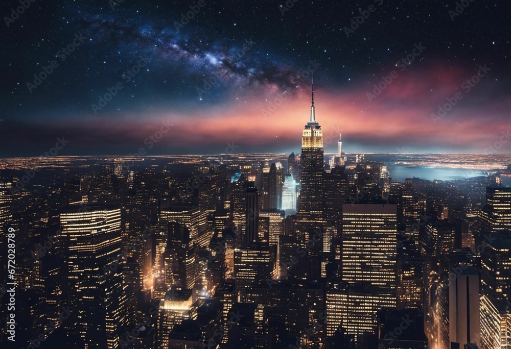 AI generated illustration of an aerial view of the New York City sky ...