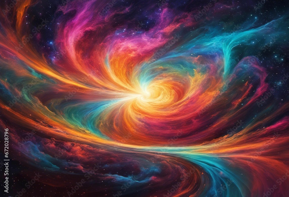 Fototapeta premium AI generated illustration of a vibrant abstract painting of space filled with stars