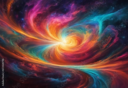 AI generated illustration of a vibrant abstract painting of space filled with stars