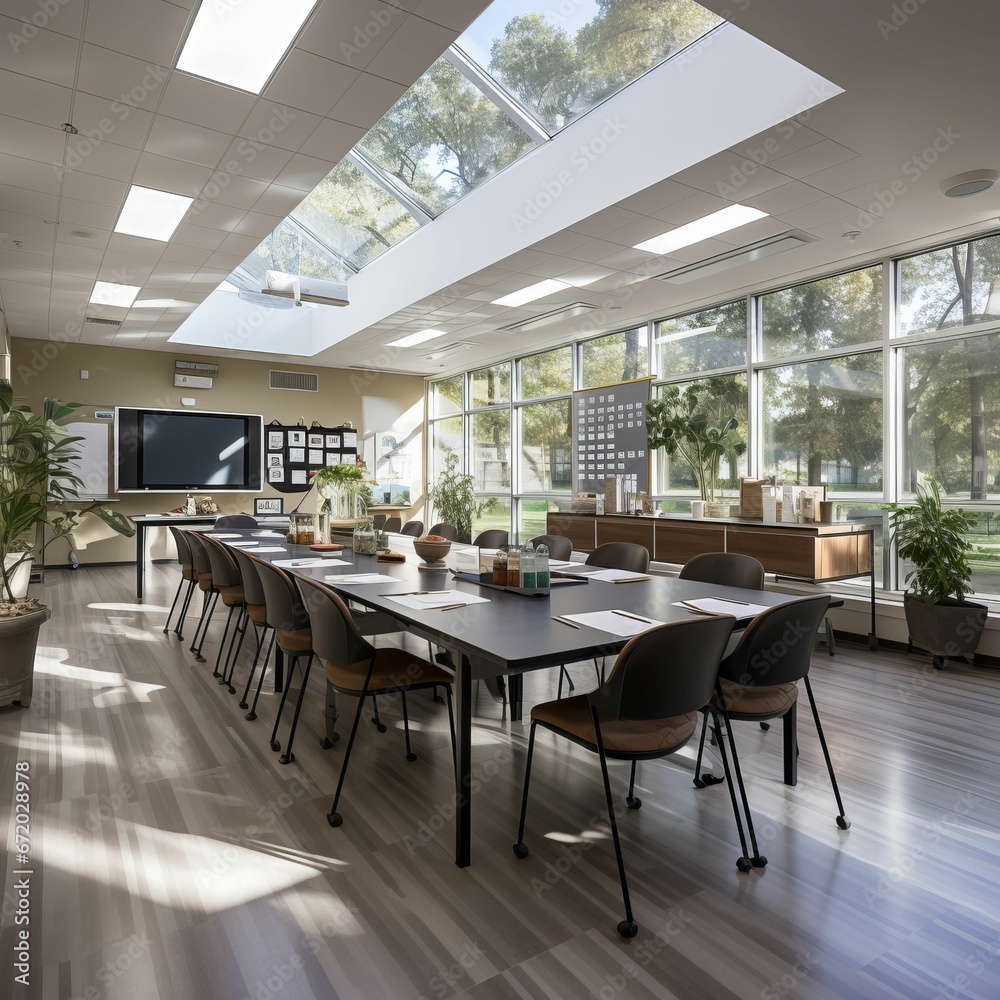 Interior shot of a contemporary office space, AI-generated. Interior shot of a contemporary office space, AI-generated.