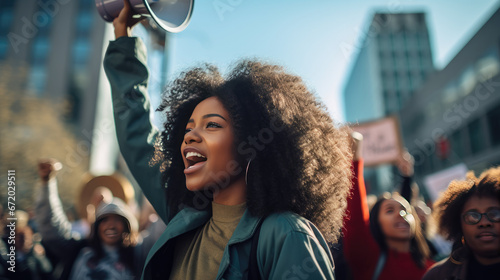 Black woman protesting Generative Ai
