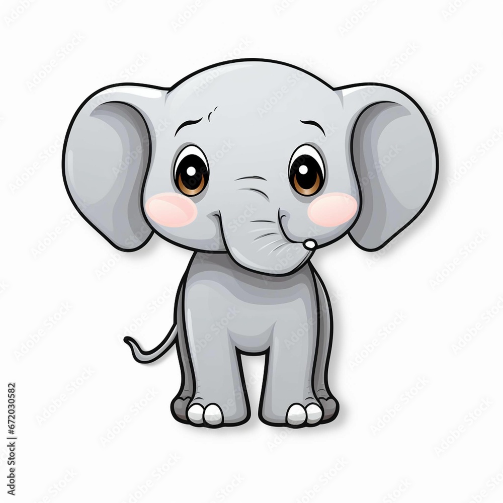 Fototapeta premium AI generated illustration of a cartoon elephant on a white background