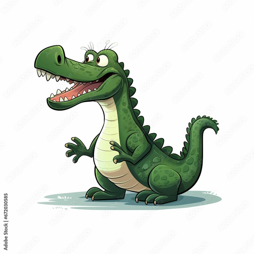 Fototapeta premium AI generated illustration of a cute cartoon crocodile on a white background
