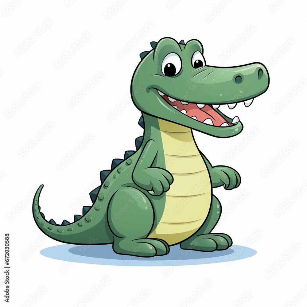 AI generated illustration of a cute cartoon crocodile on a white background AI generated illustration of a cute cartoon crocodile on a white background
