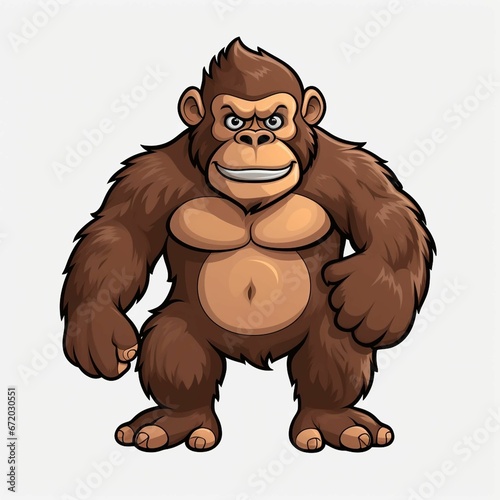 AI generated illustration of a cartoon gorilla on a white background