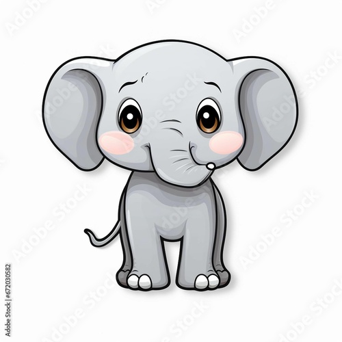 AI generated illustration of a cartoon elephant on a white background