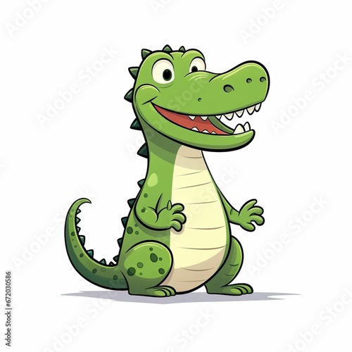 AI generated illustration of a cute cartoon crocodile on a white background